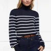 Kelsie Roll Neck Knit (Ink Navy Natural Stripe)