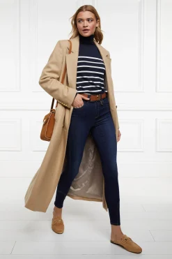 Kelsie Roll Neck Knit (Ink Navy Natural Stripe)