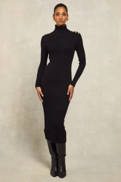 Kensington Midi Jumper Dress (Black)