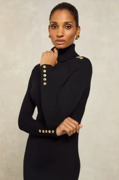 Kensington Midi Jumper Dress (Black)