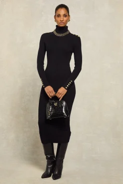 Kensington Midi Jumper Dress (Black)