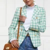 Knightsbridge Blazer (Large Scale Teal Houndstooth)