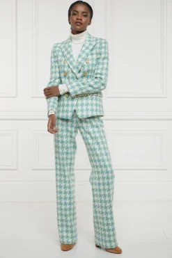 Knightsbridge Blazer (Large Scale Teal Houndstooth)