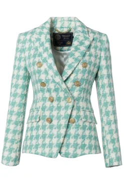 Knightsbridge Blazer (Large Scale Teal Houndstooth)