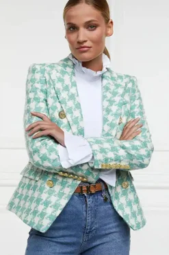 Knightsbridge Blazer (Large Scale Teal Houndstooth)