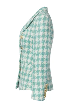 Knightsbridge Blazer (Large Scale Teal Houndstooth)