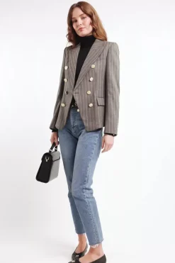 Knightsbridge Blazer (Soft Grey Pinstripe)