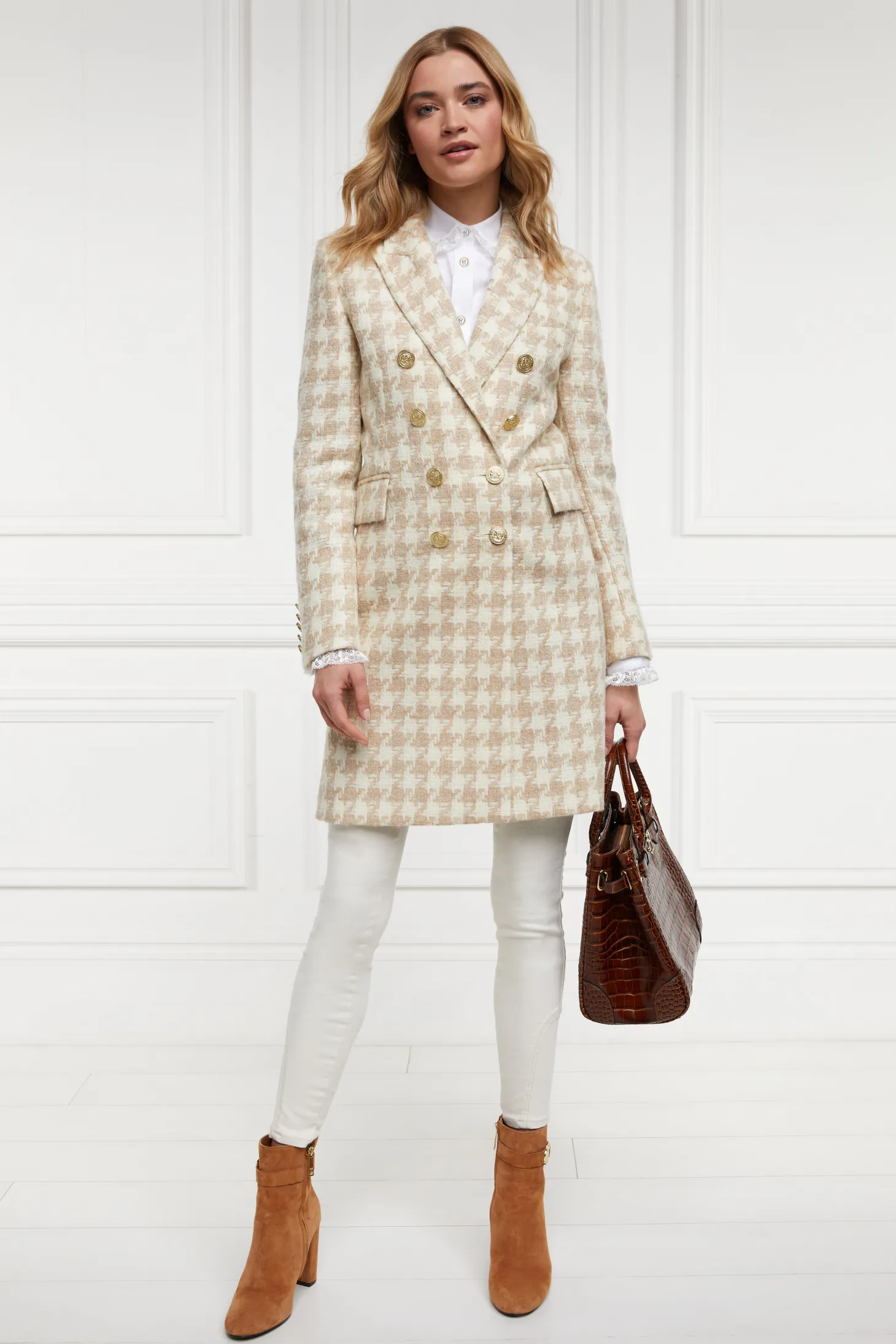 Knightsbridge Coat (Camel Houndstooth)