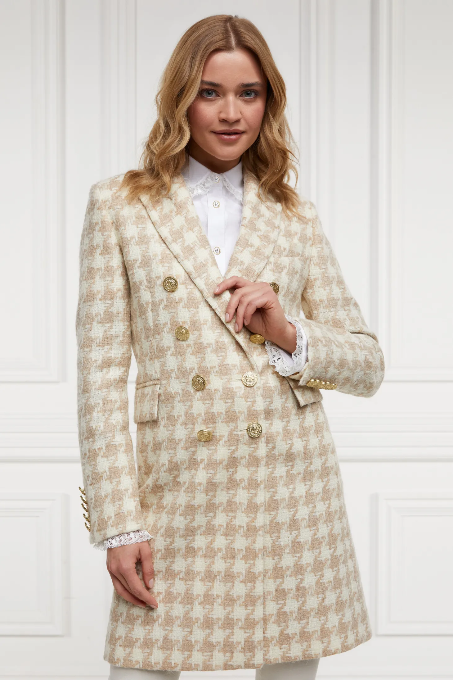 Knightsbridge Coat (Camel Houndstooth)