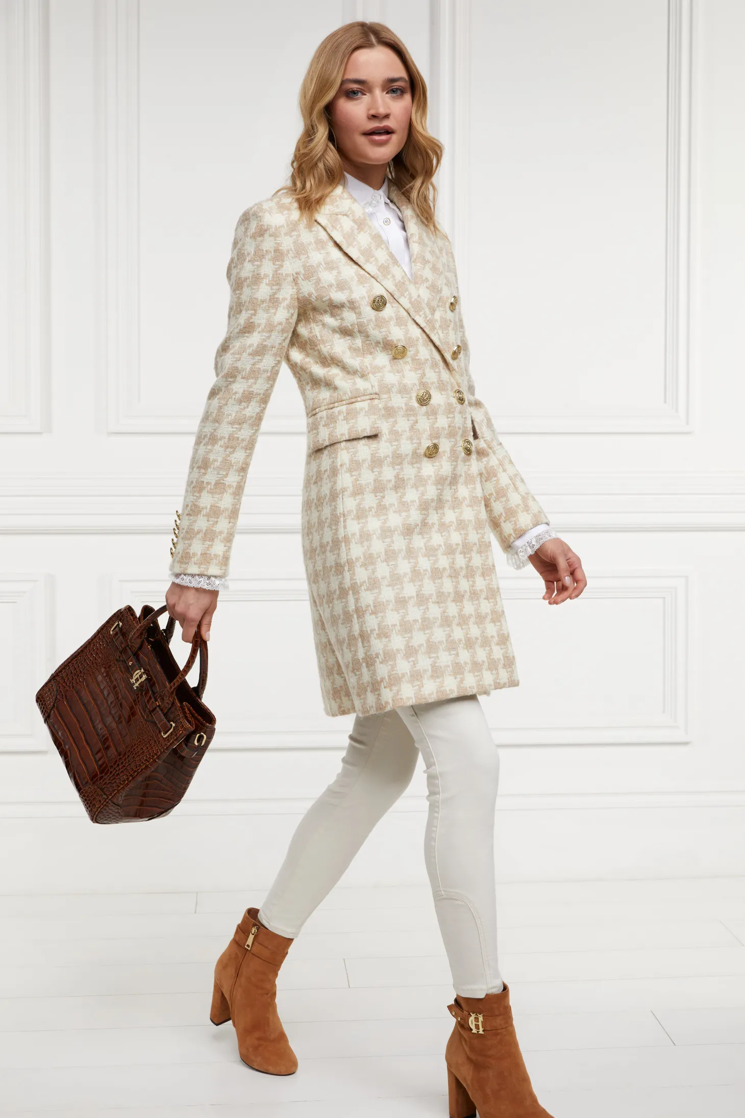 Knightsbridge Coat (Camel Houndstooth)