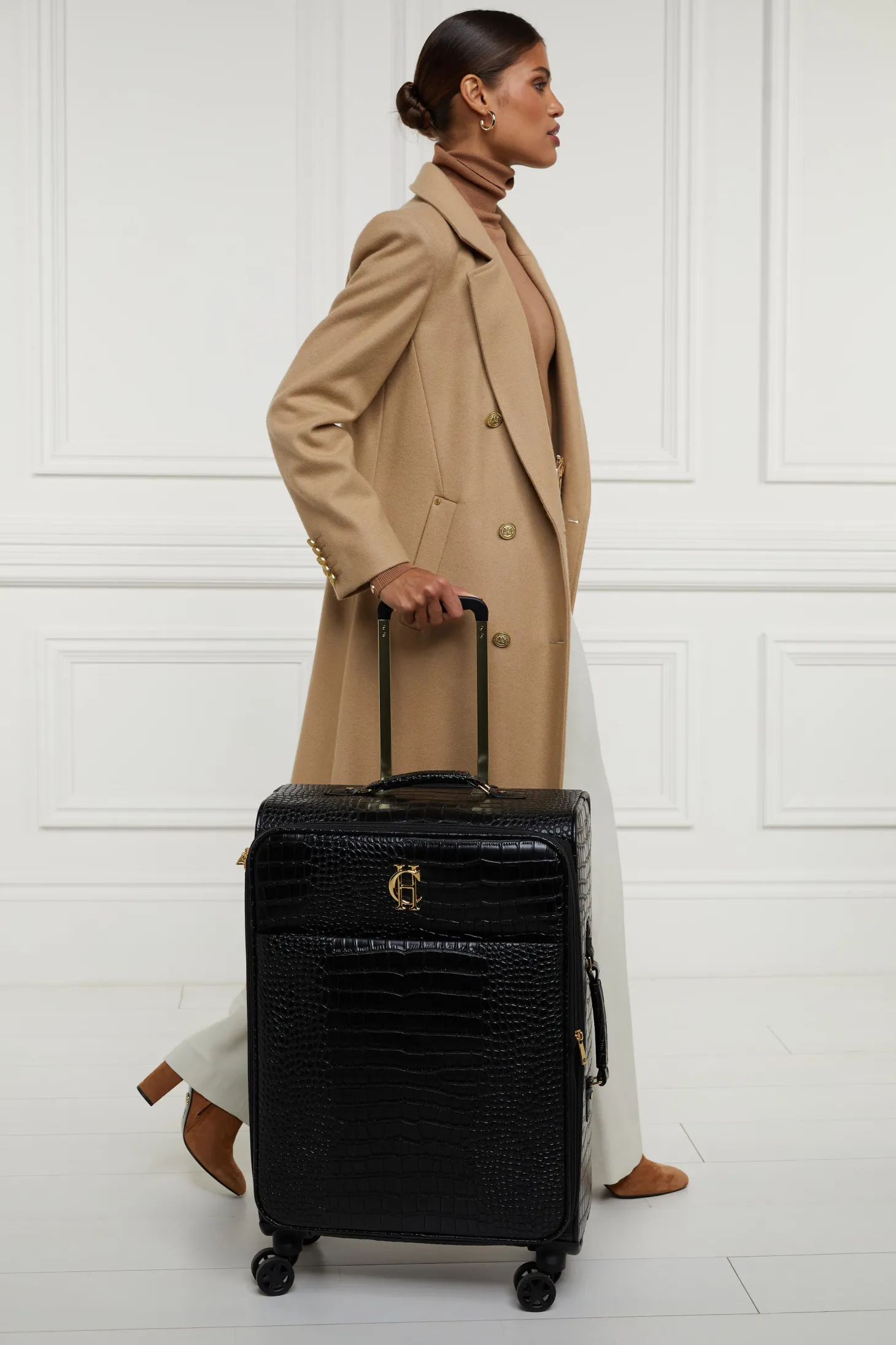 Knightsbridge Large Suitcase (Black Croc)