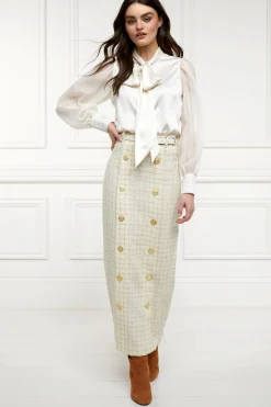 Knightsbridge Maxi Skirt (Ivory Sparkle Tweed)