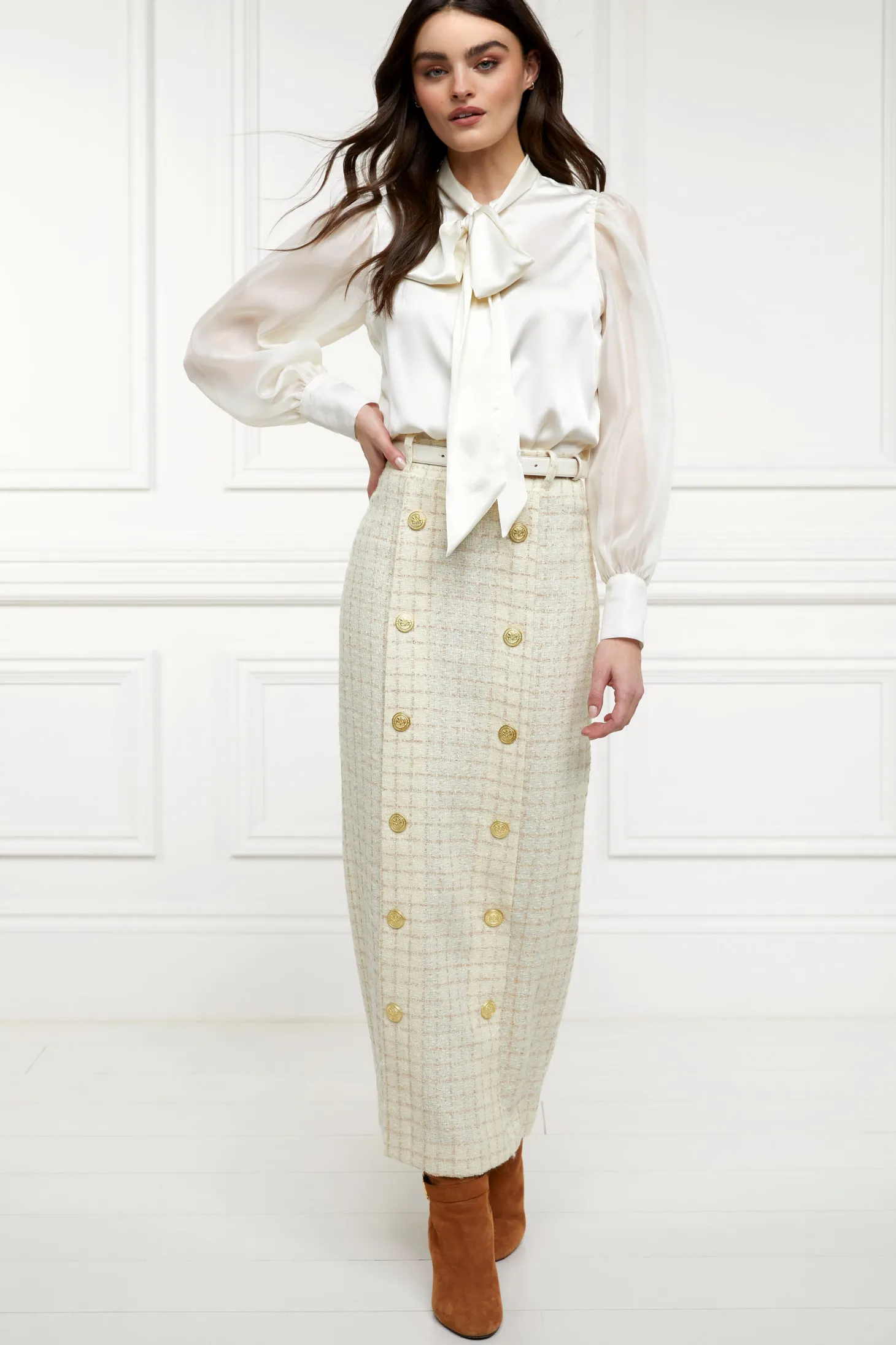 Knightsbridge Maxi Skirt (Ivory Sparkle Tweed)
