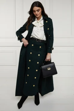 Knightsbridge Maxi Skirt (Emerald Houndstooth)