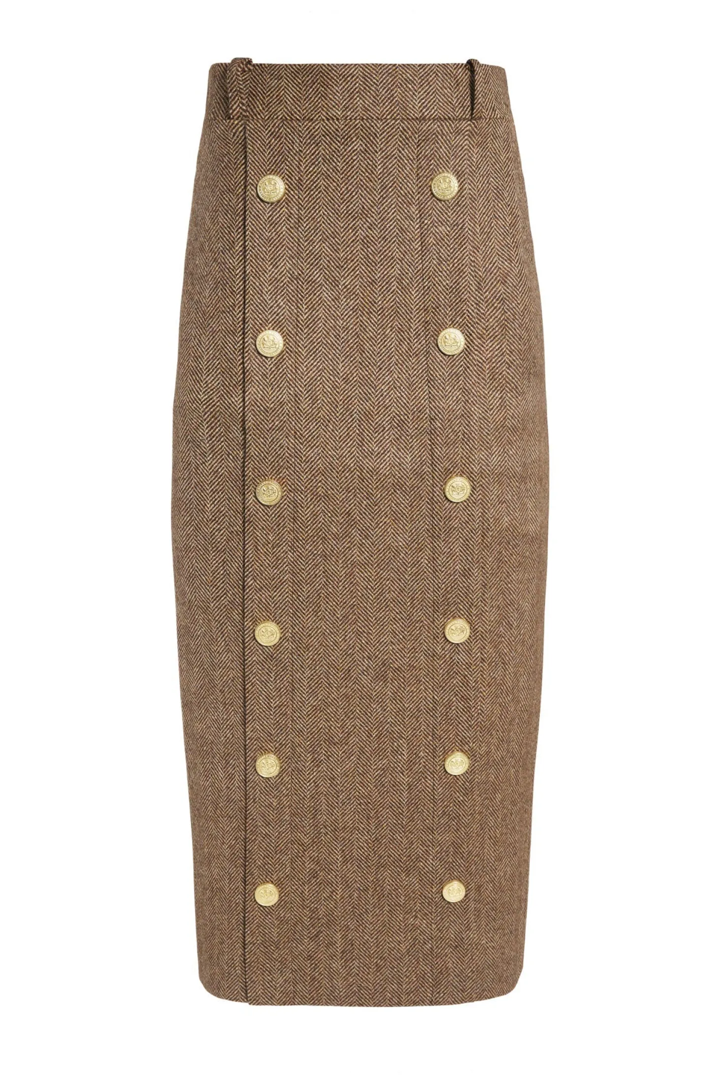 Knightsbridge Maxi Skirt (Large Scale Brown Herringbone)
