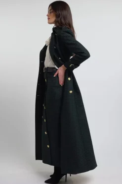 Knightsbridge Maxi Skirt (Emerald Houndstooth)