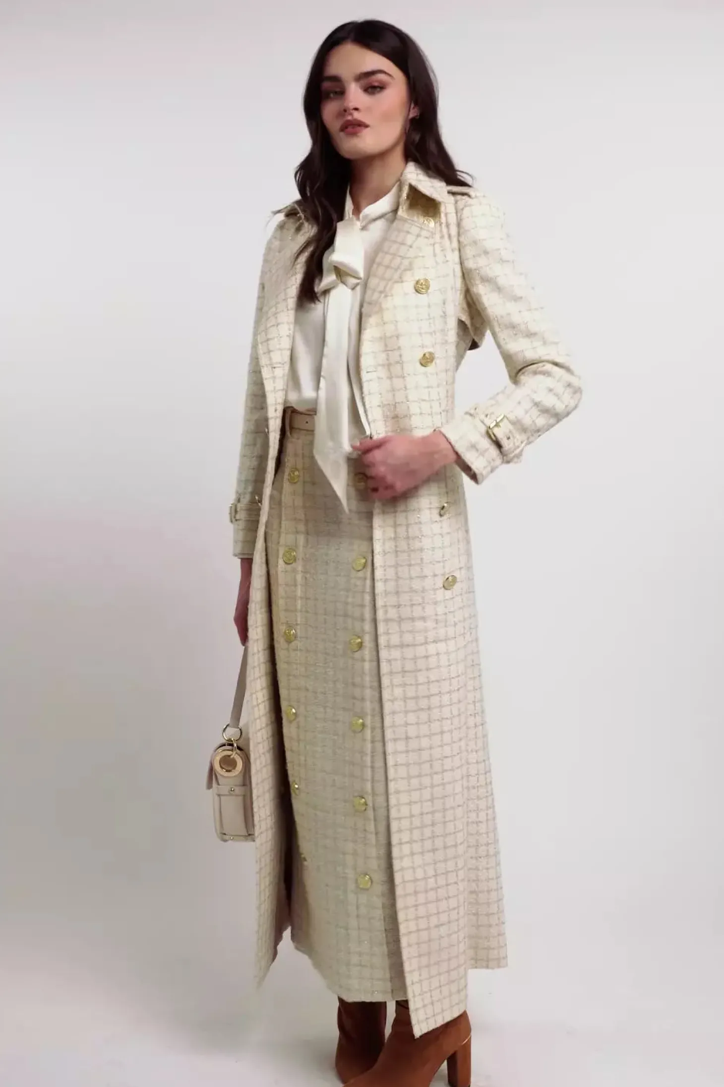 Knightsbridge Maxi Skirt (Ivory Sparkle Tweed)
