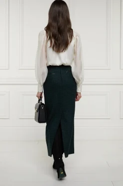 Knightsbridge Maxi Skirt (Emerald Houndstooth)