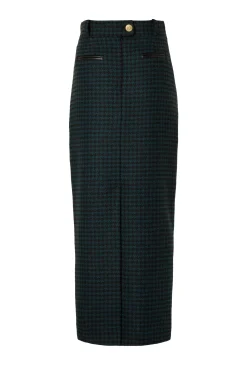 Knightsbridge Maxi Skirt (Emerald Houndstooth)