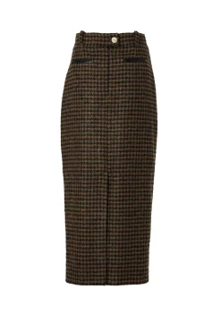 Knightsbridge Maxi Skirt (Chocolate Houndstooth)