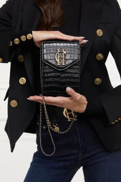 Knightsbridge Phone Pouch (Black Croc)