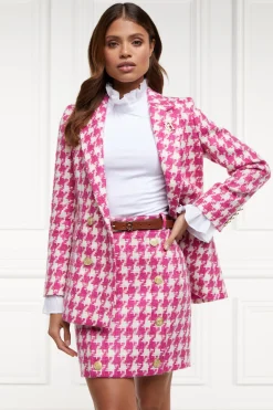 Knightsbridge Skirt (Hot Pink Large Scale Houndstooth)