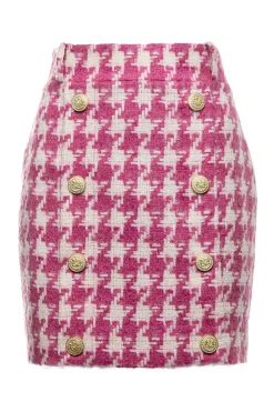 Knightsbridge Skirt (Hot Pink Large Scale Houndstooth)