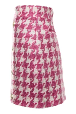 Knightsbridge Skirt (Hot Pink Large Scale Houndstooth)