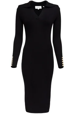 Knitted Shirt Dress (Black)