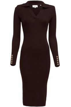 Knitted Shirt Dress (Chocolate)
