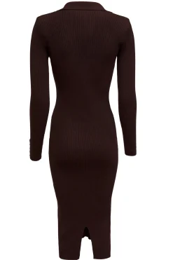 Knitted Shirt Dress (Chocolate)
