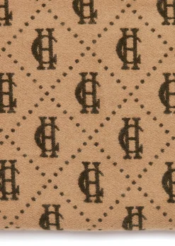 Lightweight Monogram Scarf (Light Camel Forest Green)