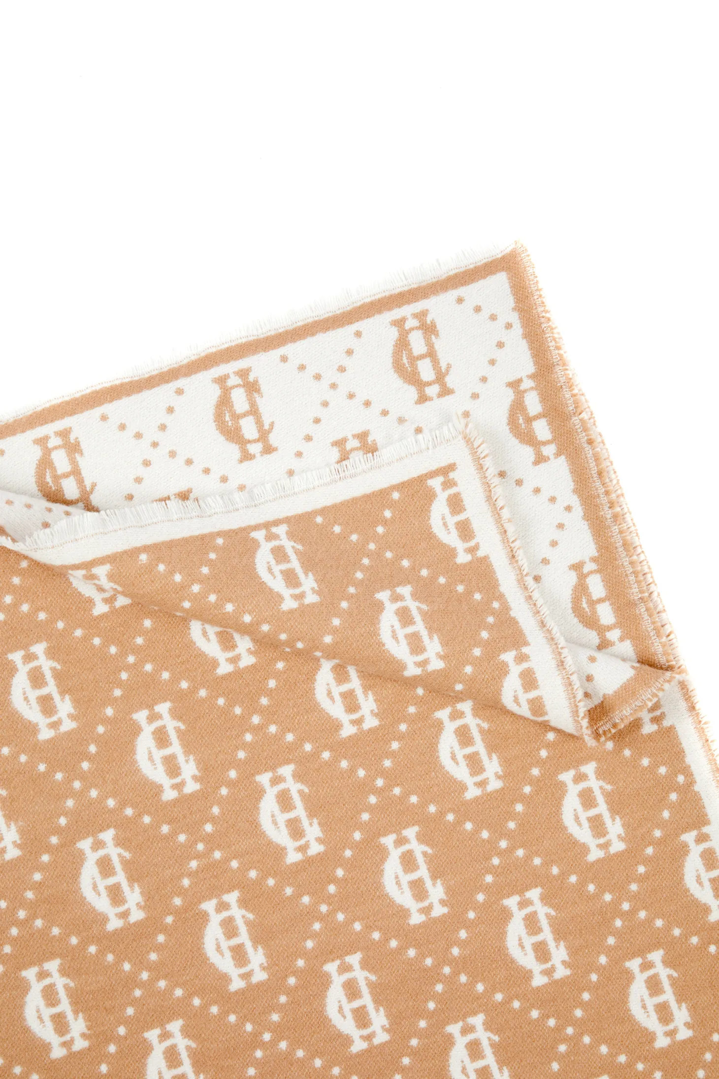 Lightweight Monogram Scarf (Camel Cream)