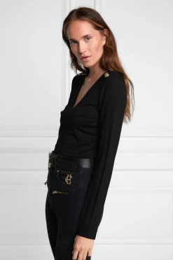 Long Sleeve V-Neck Tee (Black)
