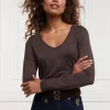Long Sleeve V-Neck Tee (Coffee)