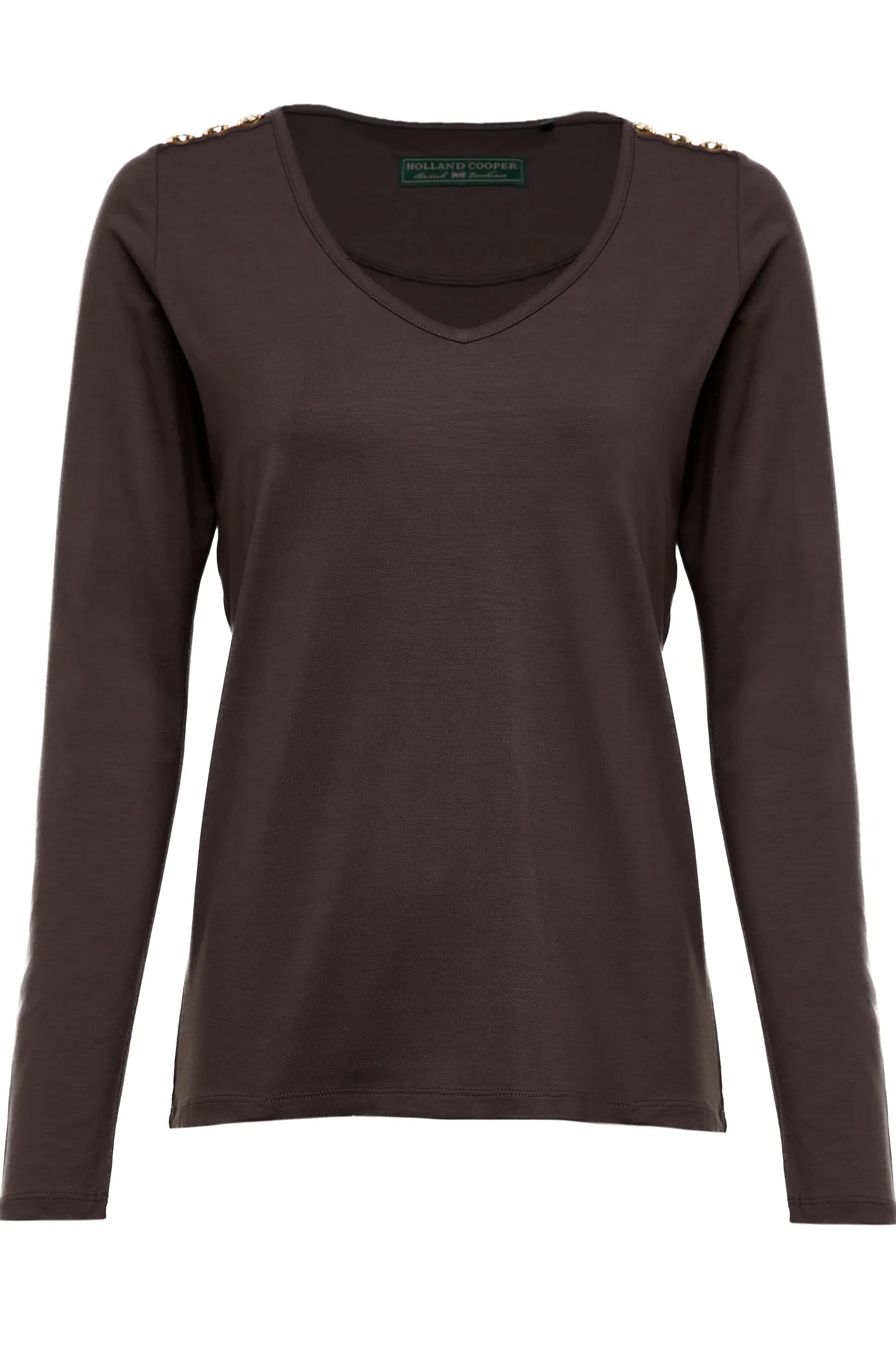 Long Sleeve V-Neck Tee (Coffee)