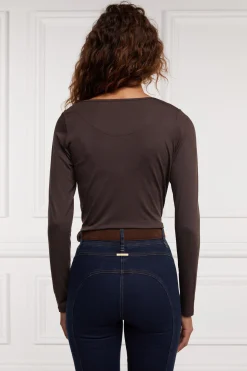Long Sleeve V-Neck Tee (Coffee)