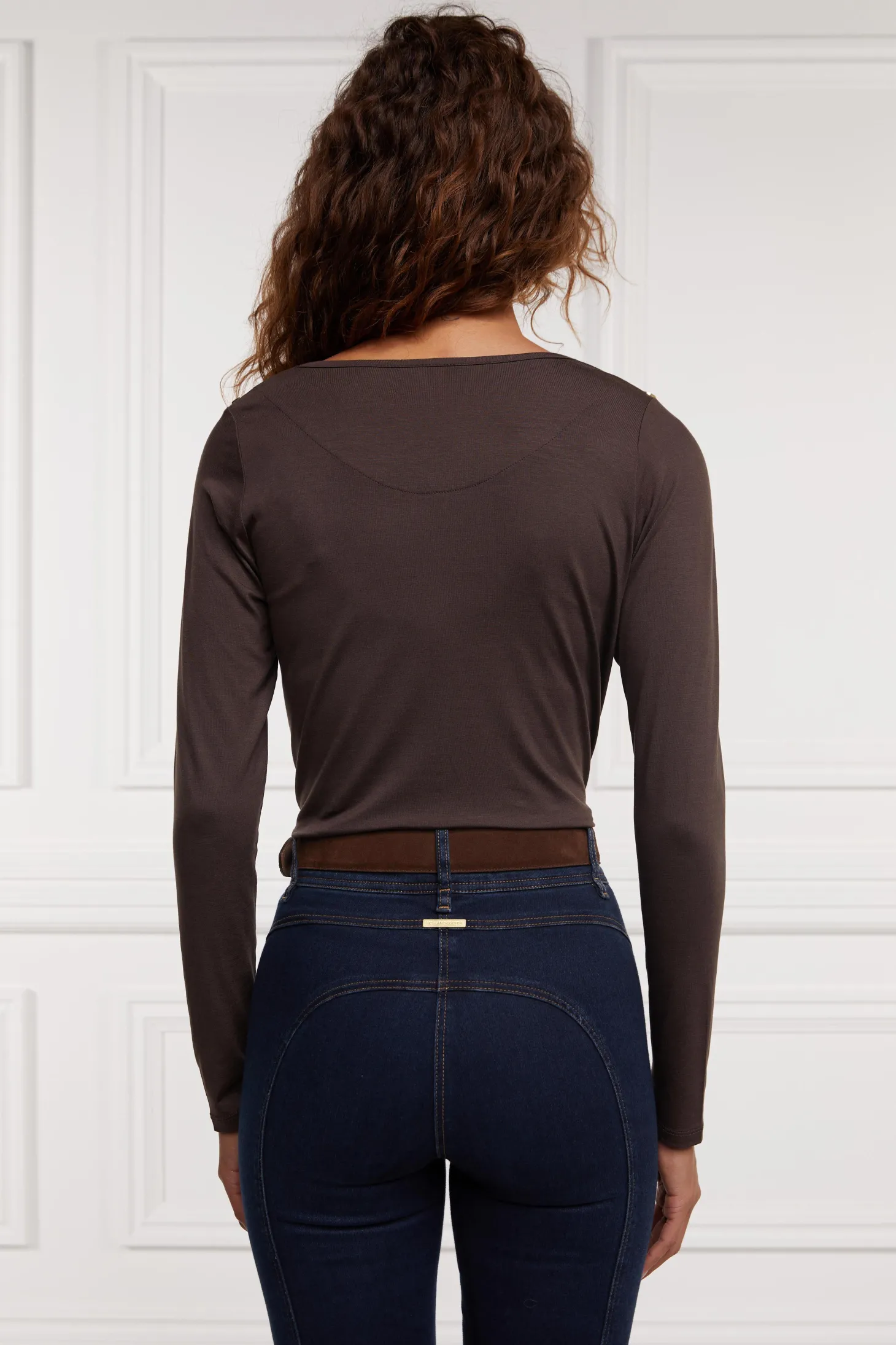 Long Sleeve V-Neck Tee (Coffee)