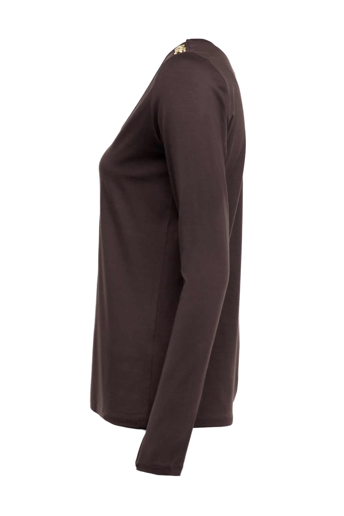 Long Sleeve V-Neck Tee (Coffee)