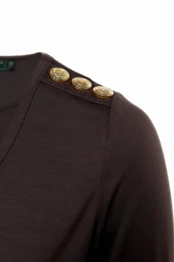 Long Sleeve V-Neck Tee (Coffee)