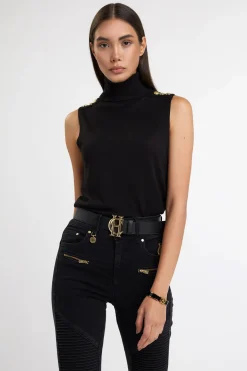 Luxury Sleeveless Roll Neck (Black)
