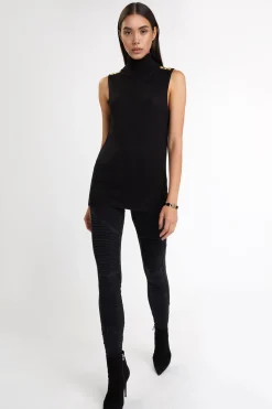 Luxury Sleeveless Roll Neck (Black)