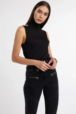Luxury Sleeveless Roll Neck (Black)