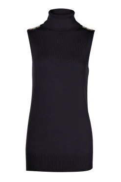 Luxury Sleeveless Roll Neck (Black)