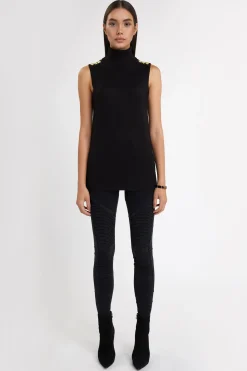 Luxury Sleeveless Roll Neck (Black)