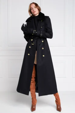 Marlborough Shearling Trench Coat (Soft Black)