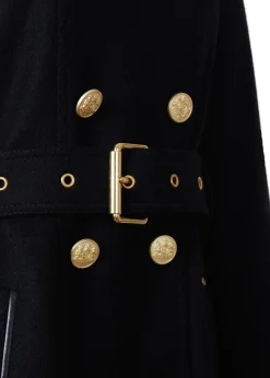 Marlborough Shearling Trench Coat (Soft Black)