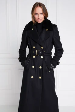 Marlborough Shearling Trench Coat (Soft Black)