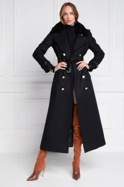Marlborough Shearling Trench Coat (Soft Black)