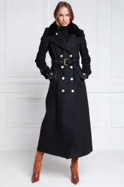 Marlborough Shearling Trench Coat (Soft Black)
